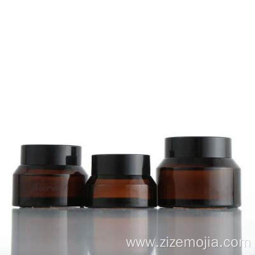 50g cosmetic amber round glass cream jar